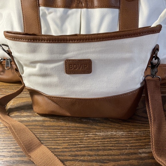 Weekend Overnight Travel Bags 3-piece White Canvas Duffel Duffle Luggage Dop Kit - Picture 6 of 9